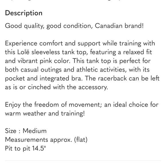 Bundle Of 3 Pink Athletic Tank Tops In Size medium - Nike + Adidas + Lolë - Picture 5 of 10